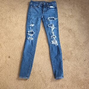 American Eagle Outfitters Ripped Blue Jeggings